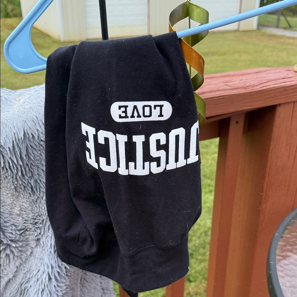 Justice Black Sweatpants with Love Print